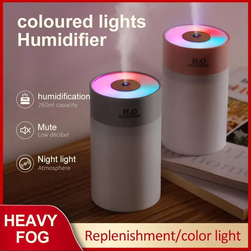 Luminous Humidifier Household Desktop Small Water Supplement Spray Air Humidification Usb Car Portable Night Light 260Ml