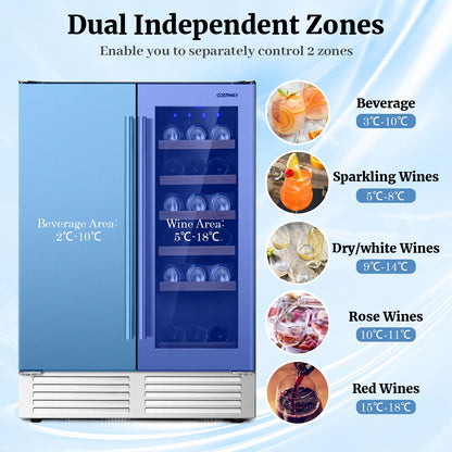 Dual-Function Beverage and Wine Cooler with High-Powered Compressor