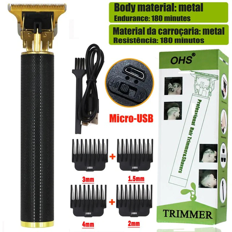 Vintage T9 Electric Hair Clipper Professional Hair Cutting Machine Men'S Shaver Trimmer for Men Beard Haircut Machine Metal USB