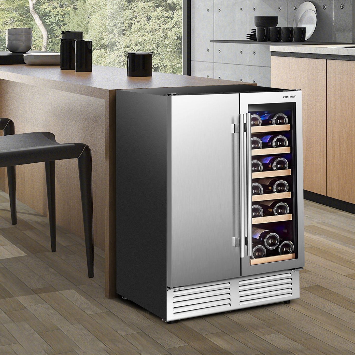 Dual-Function Beverage and Wine Cooler with High-Powered Compressor