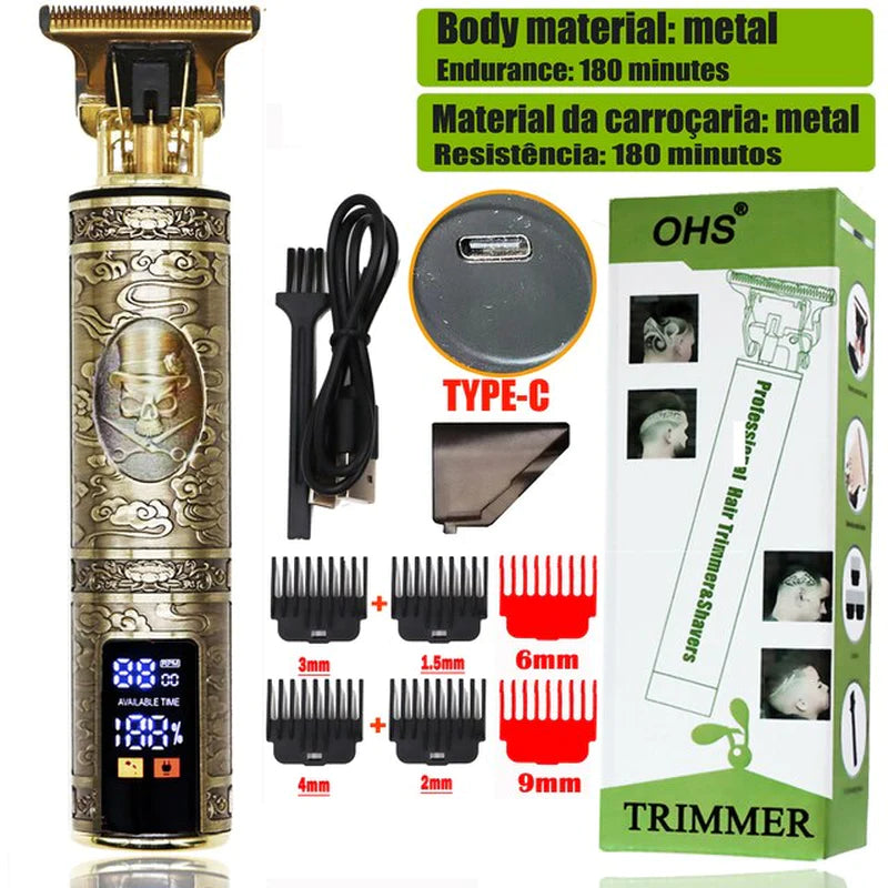 Vintage T9 Electric Hair Clipper Professional Hair Cutting Machine Men'S Shaver Trimmer for Men Beard Haircut Machine Metal USB