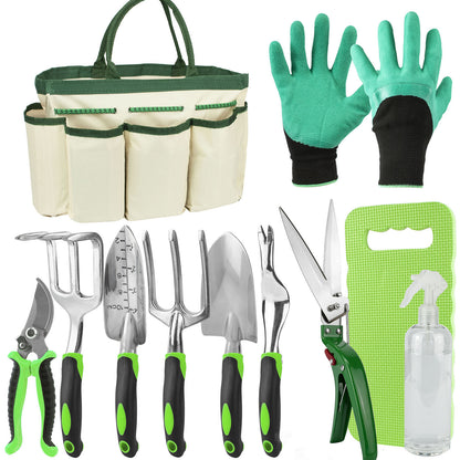 11 Piece Garden Tools Set with Bag Gardening Kit Trowel Secateurs Fork Knee Pad