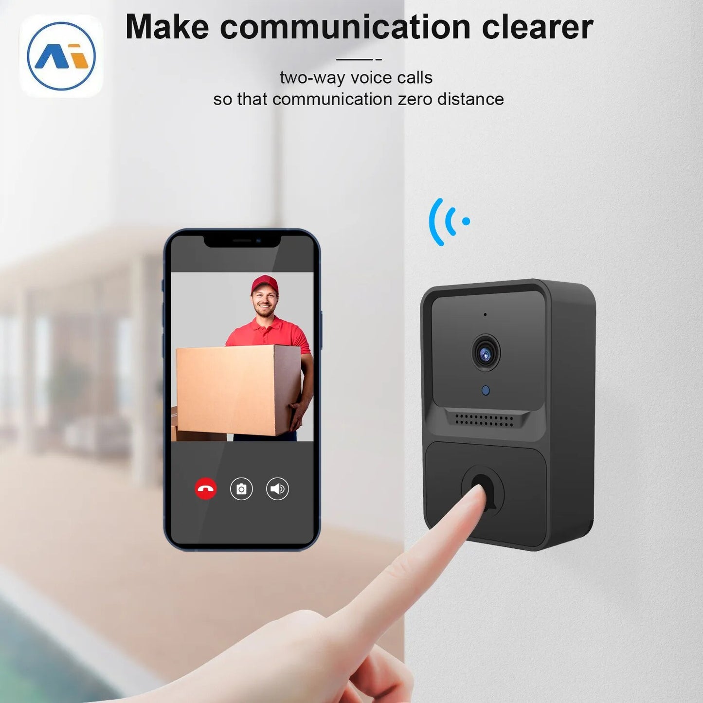 "Smart Wireless Doorbell with HD Camera and Night Vision for Home Security"