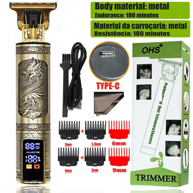 Vintage T9 Electric Hair Clipper Professional Hair Cutting Machine Men'S Shaver Trimmer for Men Beard Haircut Machine Metal USB