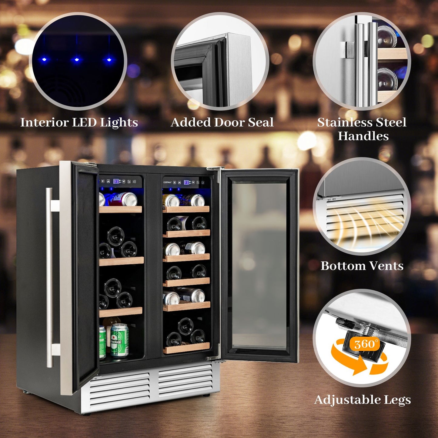 Dual-Function Beverage and Wine Cooler with High-Powered Compressor