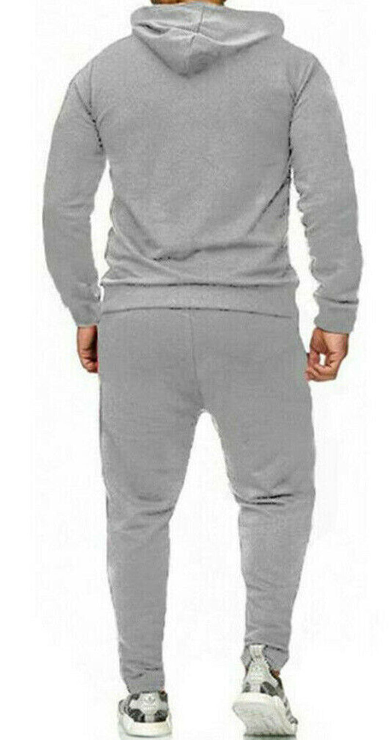 New Mens Pullover Tracksuit Hoodie Jogging Bottoms Set Stretch Sweater Jogger