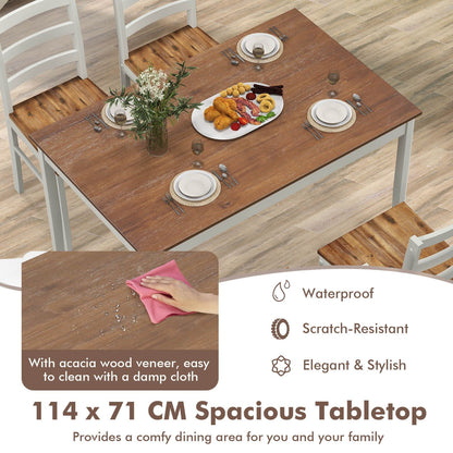 5 Piece Dining Table Set with Wooden Large Tabletop