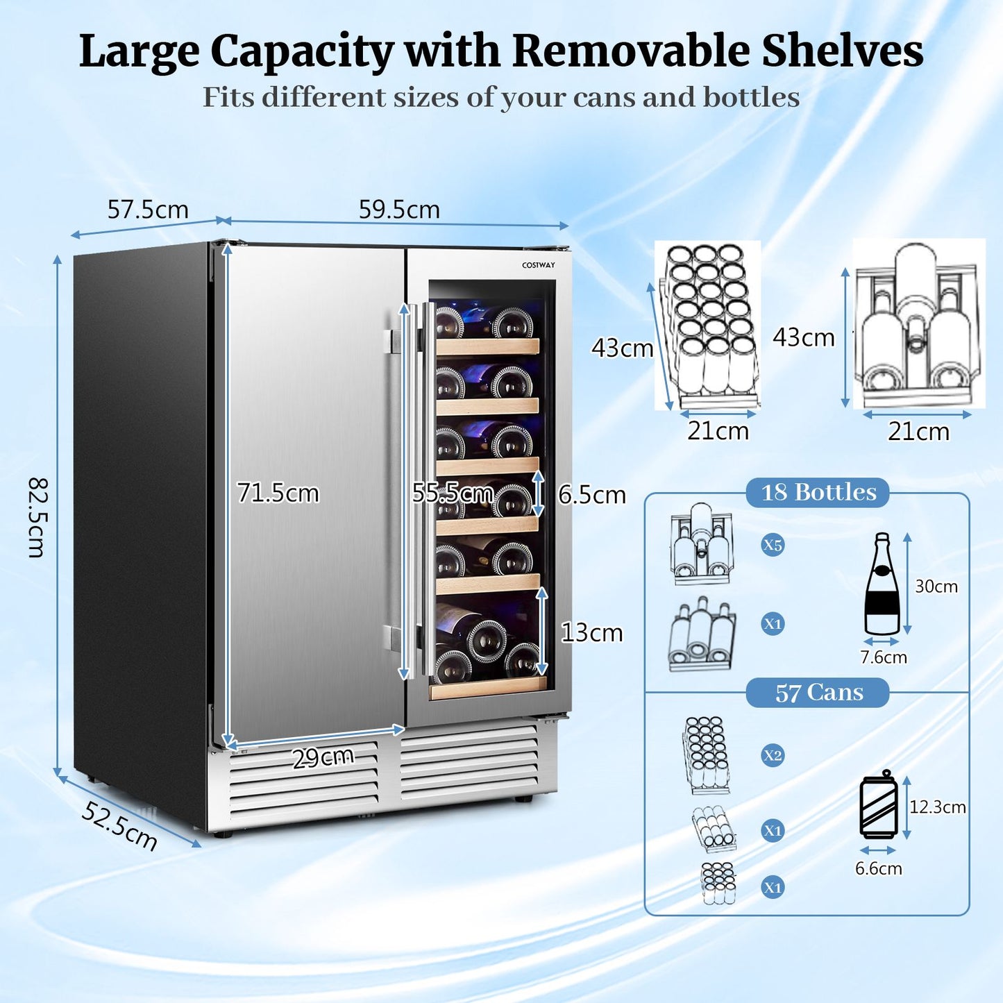 Dual-Function Beverage and Wine Cooler with High-Powered Compressor