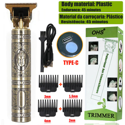 Vintage T9 Electric Hair Clipper Professional Hair Cutting Machine Men'S Shaver Trimmer for Men Beard Haircut Machine Metal USB