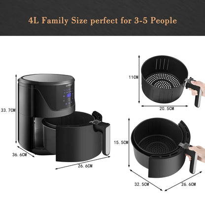 Family Size 5L Air Fryer with Digital Touchscreen and 10 Presets for Healthy Cooking