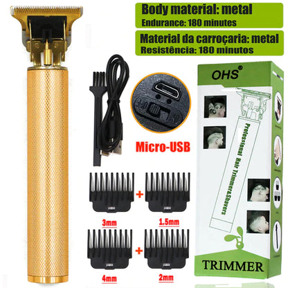 Vintage T9 Electric Hair Clipper Professional Hair Cutting Machine Men'S Shaver Trimmer for Men Beard Haircut Machine Metal USB