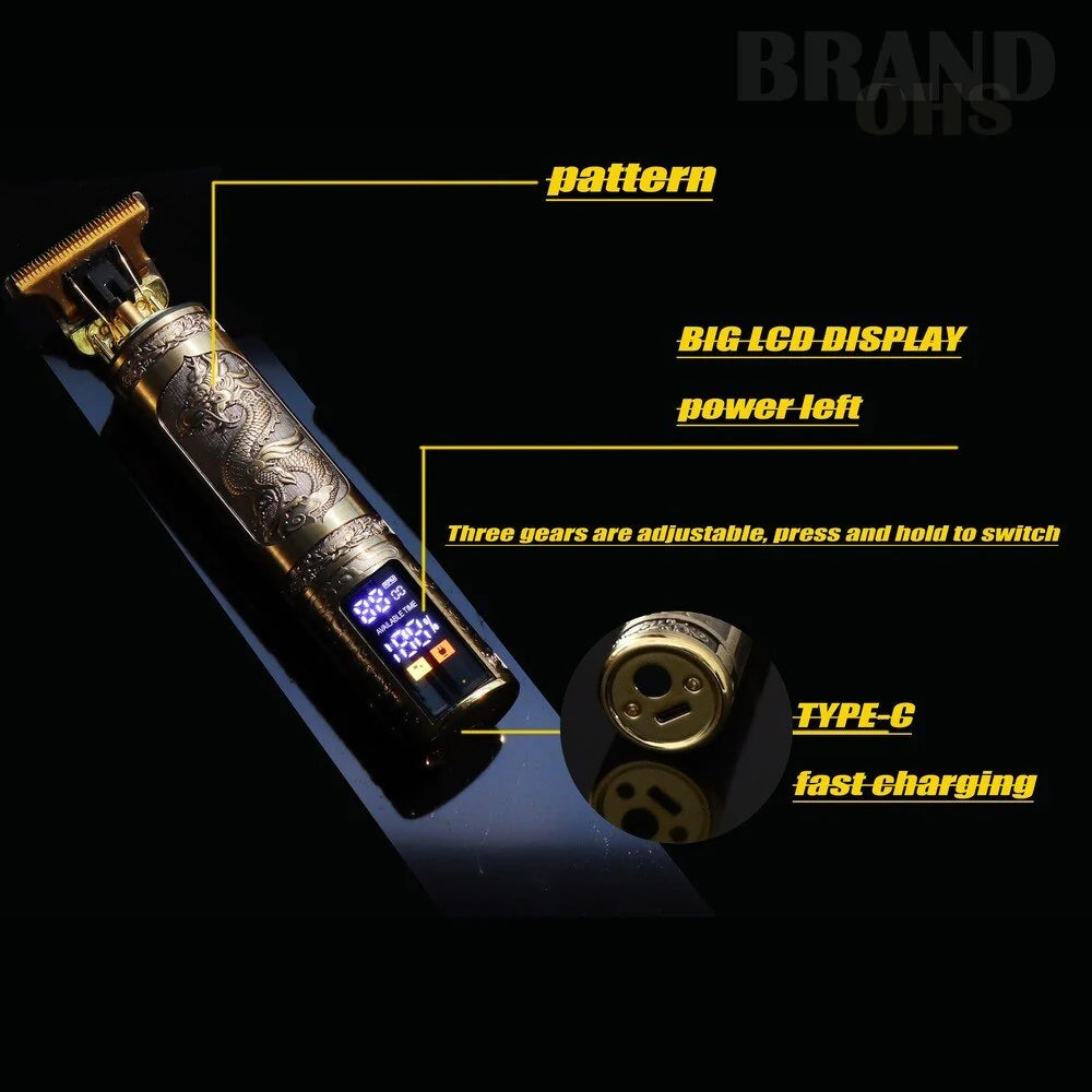 Vintage T9 Electric Hair Clipper Professional Hair Cutting Machine Men'S Shaver Trimmer for Men Beard Haircut Machine Metal USB