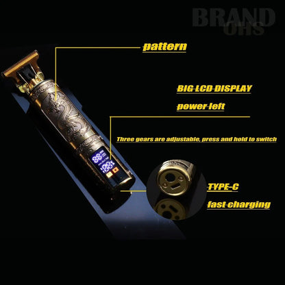 Vintage T9 Electric Hair Clipper Professional Hair Cutting Machine Men'S Shaver Trimmer for Men Beard Haircut Machine Metal USB