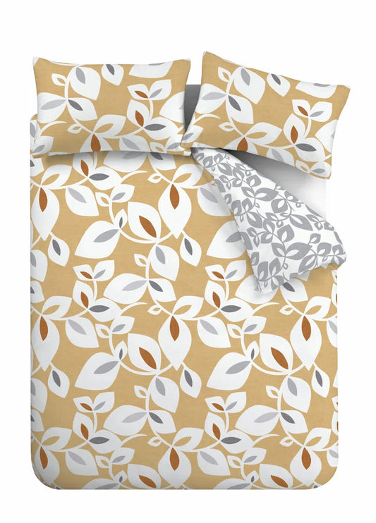 Inga Leaf Reverisble Duvet Cover Set with Pillowcases