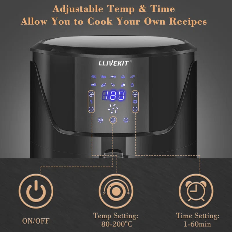 Family Size 5L Air Fryer with Digital Touchscreen and 10 Presets for Healthy Cooking