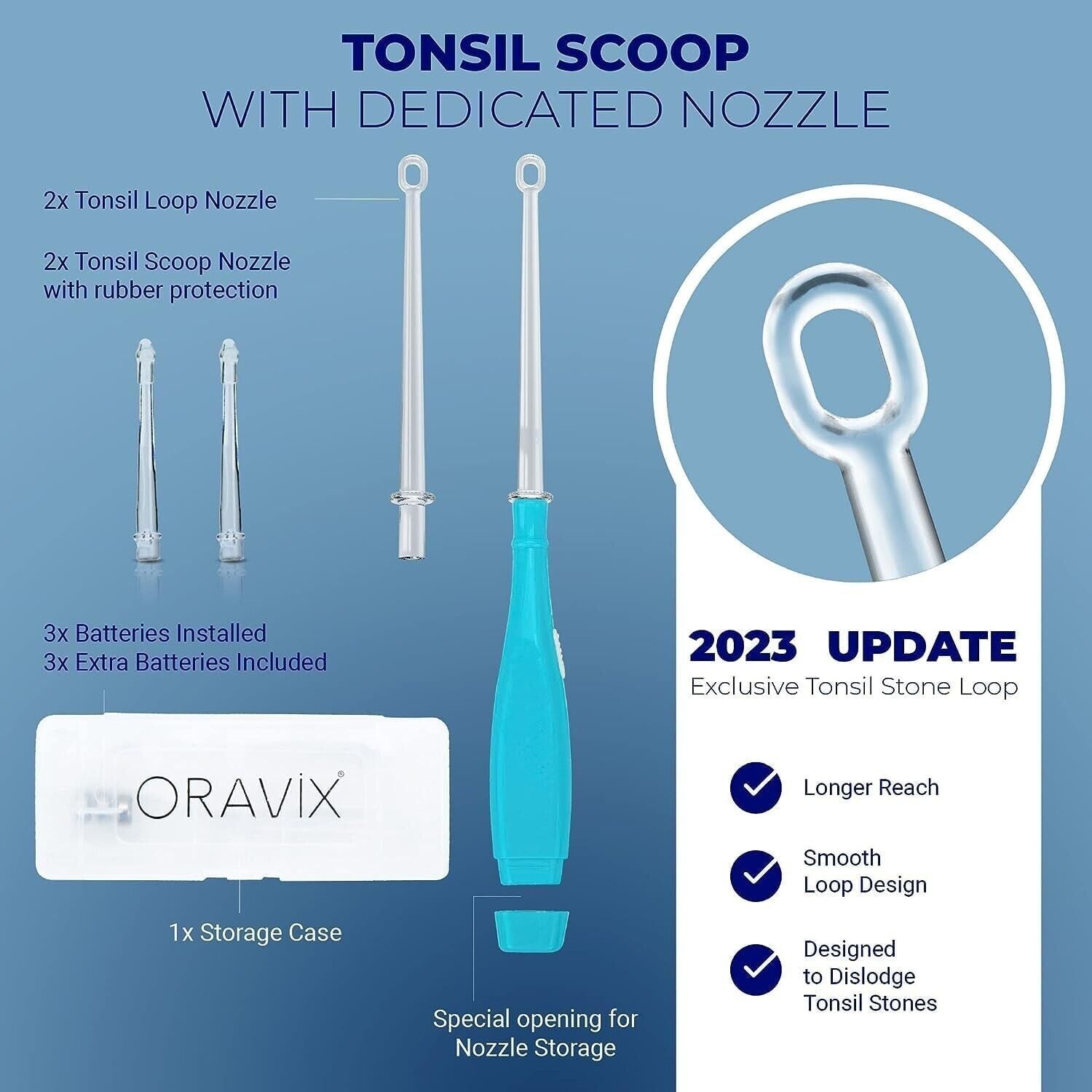 Tonsil Stone Remover Kit - LED Tonsilolith Pick Curved Syringe & Tongue Scraper